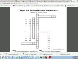 Eduqas Route B Origins and Meaning: Theme 1 Key words crossword puzzle