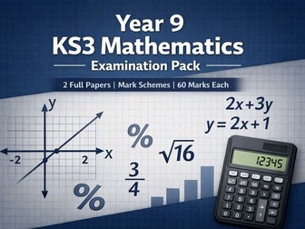 Year 9 KS3 Maths End of Year Exam Papers (2 Versions) with Mark Schemes & Learning Objectives – 60 M
