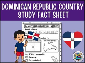 Dominican Republic Map and Flag Country Study Research Project Worksheet Geograp
