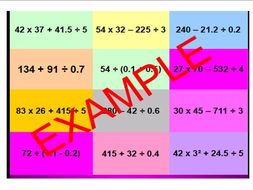 BIDMAS - Order of Operations (KS3 & GCSE style questions) - includes a CATCHPHRASE activity