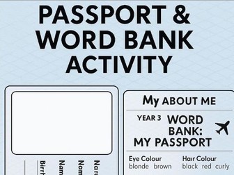 All About Me – Passport & Word Bank Activity