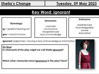 'An Inspector Calls' Revision Lesson and Essay: How and Why Sheila Changes