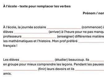 À l'école - texte pour pratiquer les verbes réguliers / At school - text to practice verbs