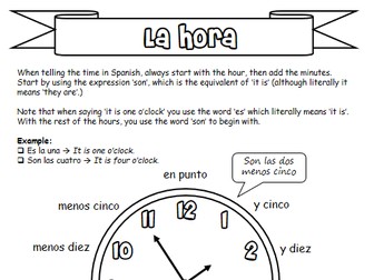 Spanish KS3 - La hora / telling the time