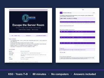 KS3 Computing Escape Room – No Computers