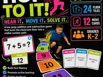 Hop to It! Addition & Subtraction Game | Active Math Fluency Game | Grades K–2