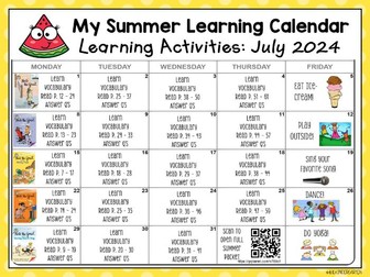 ESL Nate the Great Summer Learning Calendar