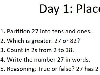 yr 2 whole year maths starter - follows White Rose Maths curriculum