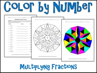 Multiplying Fractions Color by Number
