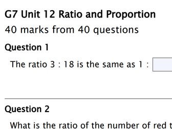 Cambridge Stage 8 Unit 12 Ratio and Proportion