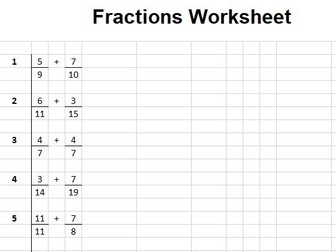 Simple Fractions Worksheet Generator