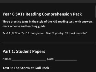Yr 6 SATs Reafing Comprehension Pack