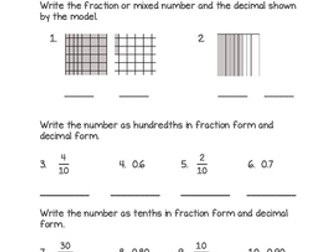 Decimals Test (Go Math Chapter 9 4th Grade)