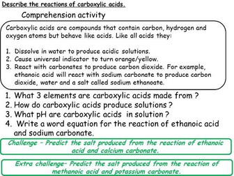 AQA Carboxylic acids - C7 - New specification GCSE (1-9)