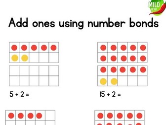 Add ones using number bonds differentiated worksheets