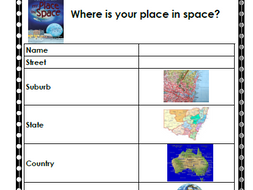 My Place in Space Worksheet | Teaching Resources