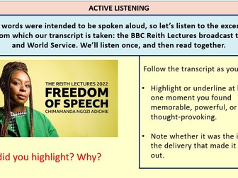 Chimamanda Ngozi Adichie - Text A - Unit 3 WJEC English Lit Lang GCSE