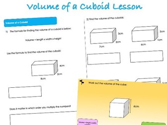 Year 6 Area, Perimeter and Volume - Volume of a Cuboid Lesson