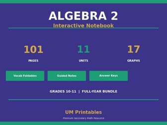 Algebra 2 Interactive Notebook - Foldables, Notes & Practice