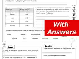 Noble Gases (Group 0) Home Learning Worksheet GCSE | Teaching Resources
