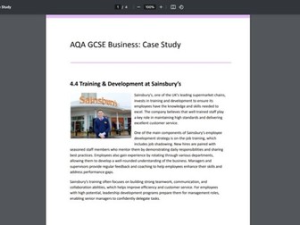 AQA GCSE Unit 4 Business: Case Study Activity