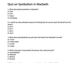 Symbolism Quiz on Macbeth