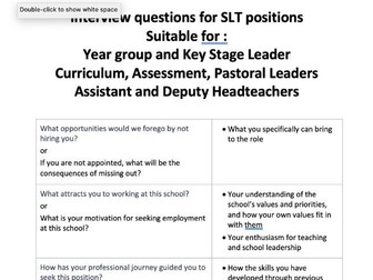 Example interview questions for SLT positions