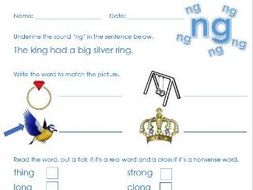 Phonics Phase 3 'ng' sound worksheet | Teaching Resources