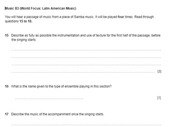 Samba Listening Mock B3 Paper 2 - Cambridge IGCSE Music - South America World Set Works 24