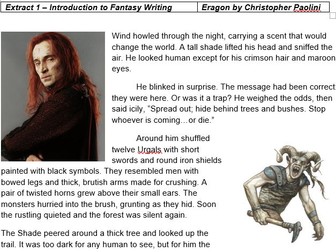 Creative Writing Booklet: Fantasy Genre