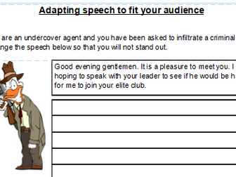 Adapting speech for different audiences KS2/KS3