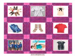 Clothing & Fashion Cards 4 Pages = 36 Cards