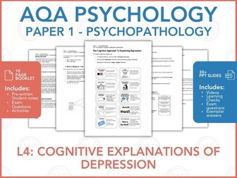 L4: Cognitive Explanations Of Depression - Psychopathology - AQA Psychology