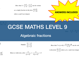 GCSE Maths Level 9 Algebraic fractions practice with answers