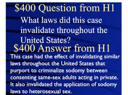 Jeopardy Game Homosexuality Sodomy Law LAWRENCE v. TEXAS Gay Rights