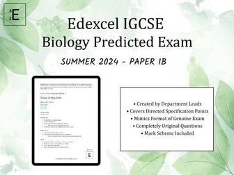 Summer 2024 IGCSE Biology Predicted Exam - Edexcel Paper 1B