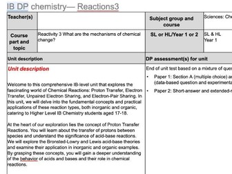 Unit plans for the NEW syllabus, starting 2023, for IB DP Chemistry (Structure and Reactivity)