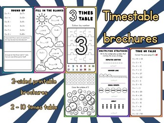 Times Tables Activity Brochures (2–10 Times Tables)