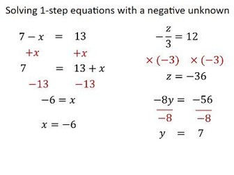 Solving simple algebraic equations PowerPoint