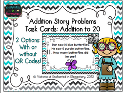 Addition Story Problems Task Cards: Addition to 20
