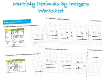 Decimals Worksheet - Multiply Decimals by Integers