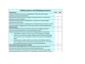 AQA A Level Geography Global Systems