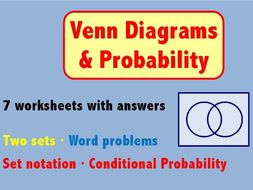 Venn Diagrams & Probability - 7 worksheets by Skillsheets | Teaching