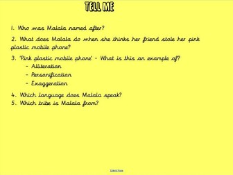 I am Malala week long english lesson