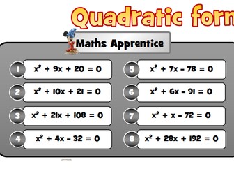 Quadratic formula - tiered questions with answer boxes