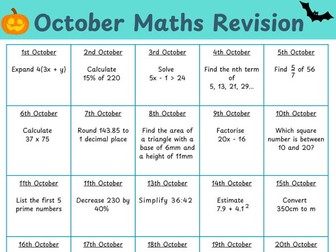 GCSE - Foundation - Oct Maths Calendar