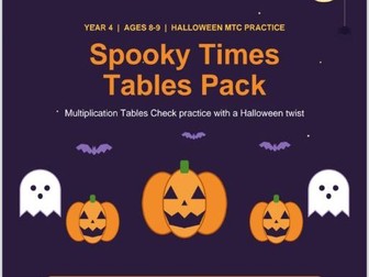 Halloween Times Tables Worksheets Year 4 | MTC Practice | 5 Colour by Number Pictures | Printable