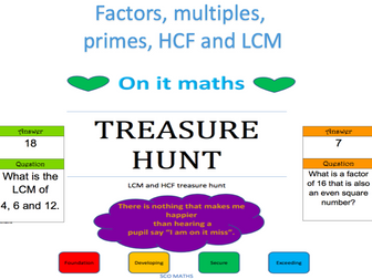 Factors,multiples, HCF & LCM Treasure Hunt