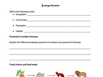 IGCSE Edexcel Biology Revision booklet: Ecology