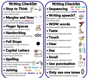 Writing Checklist and Table Prompt